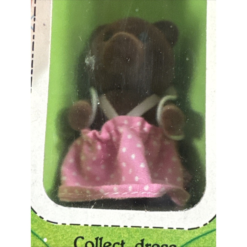 Sylvanian Families Brown Bear Pink Dress, Tomy, 1985 Epoch Co. Ltd. 2804 New - Picture 3 of 6